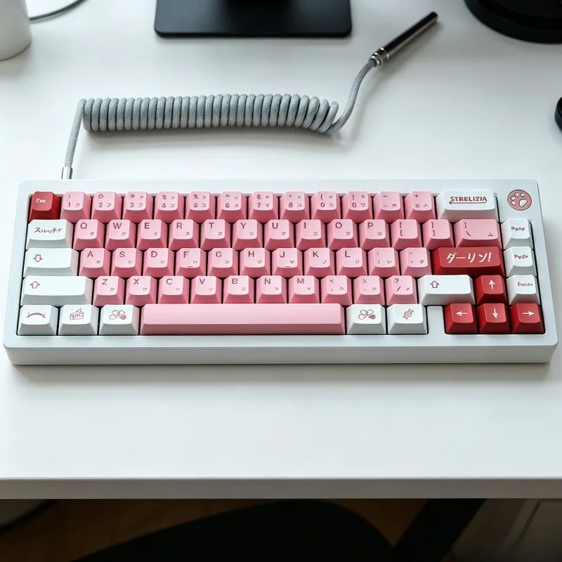 

Pink Keycaps Cute PBT Cherry Profile Thermal Sublimation Support Ergonomics Complete Set of Keycaps Mechanical Keyboard Keycaps