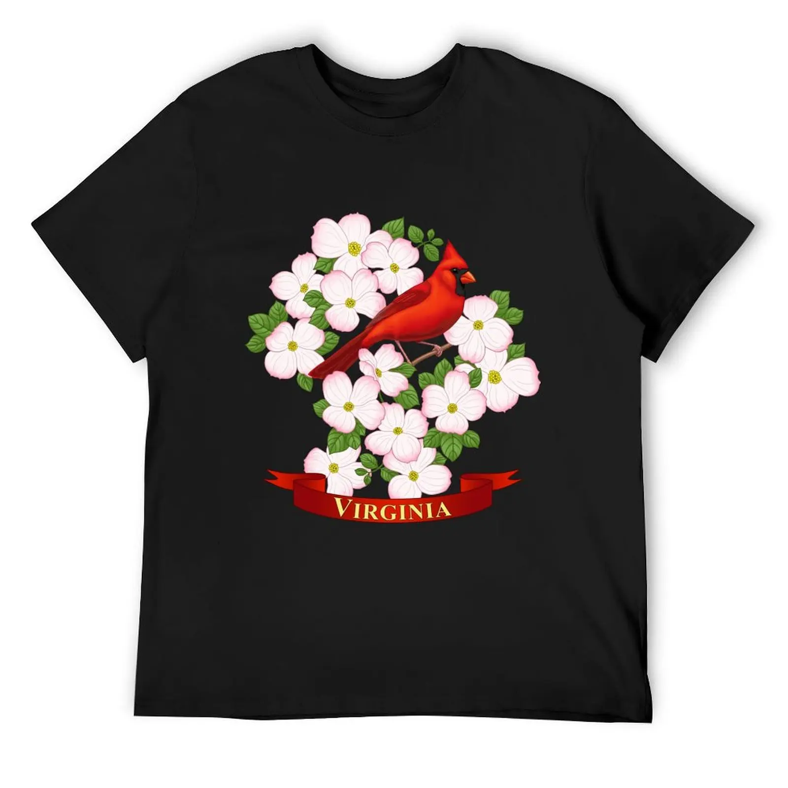 

Virginia State Cardinal Bird and Dogwood Flower T-Shirt kawaii clothes heavyweights anime t shirts mens graphic t-shirts