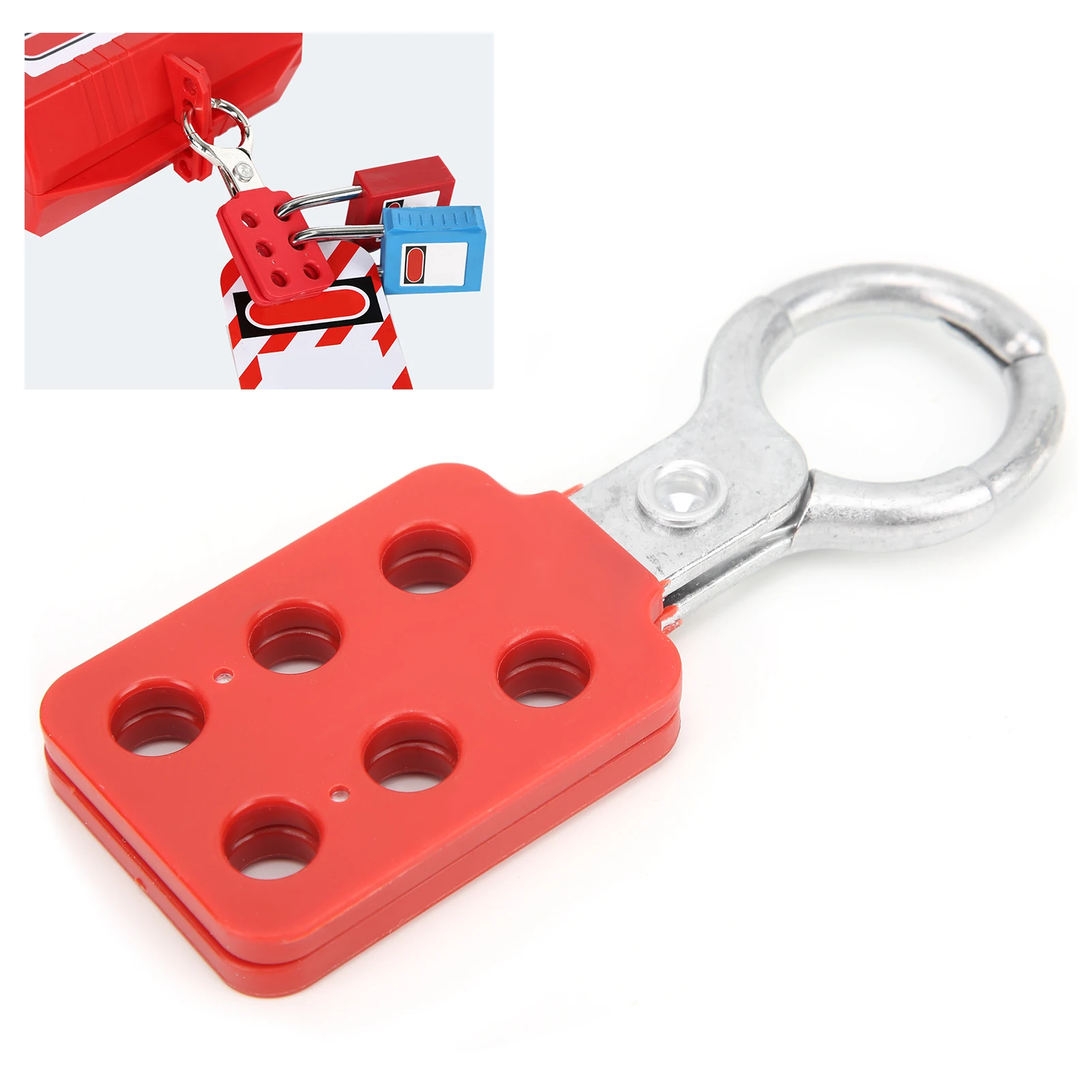 10pcs Lockout Hasp 25mm/1.0in 6 Holes Aluminium Red for Chemical Industry Electric Power Petroleum Coal Mine