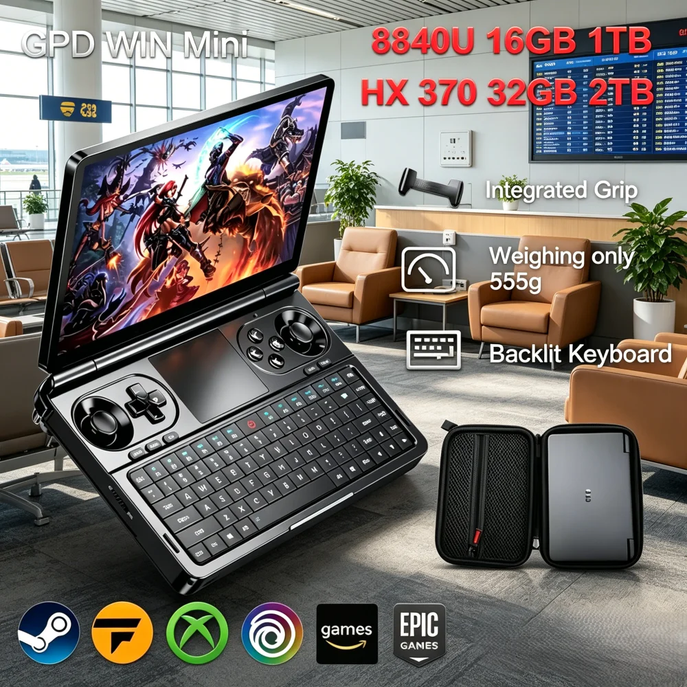 GPD WIN Mini All-in-One Game Handheld, Ergonomic Grip Design, High Definition Display, Multi Functional Ports, Pocket Size UMPC