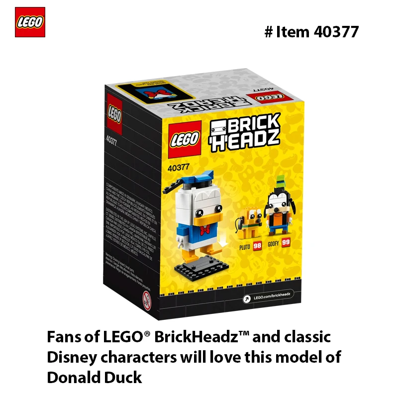 LEGO® 40377 Fans of LEGO BrickHeadz™ and classic  characters will love this model of Donald Duck 90 PCS