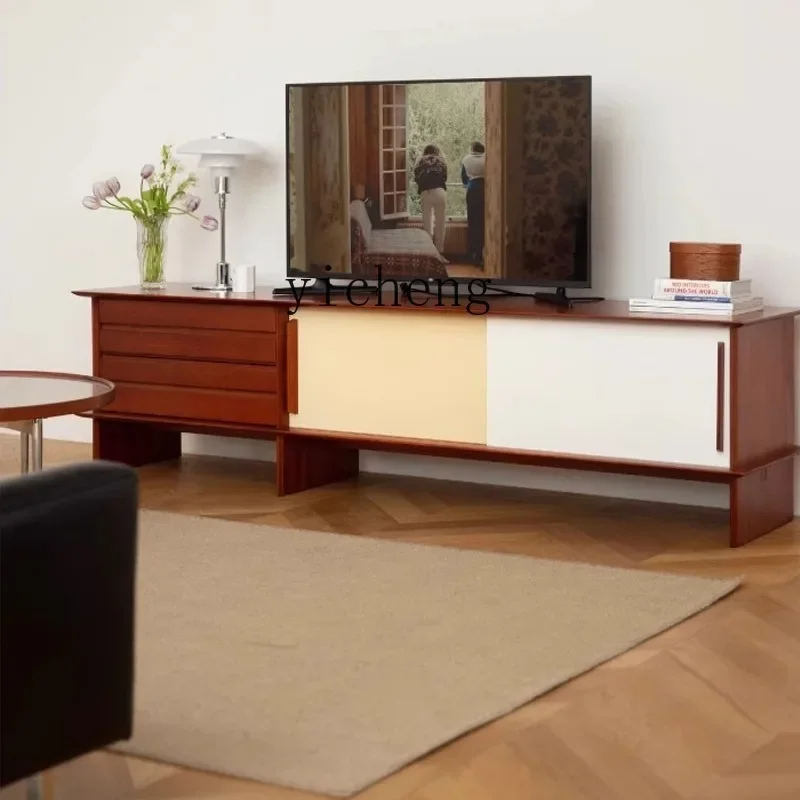 GZ  Nordic solid wood TV cabinet living room home storage color matching storage corridor TV cabinet