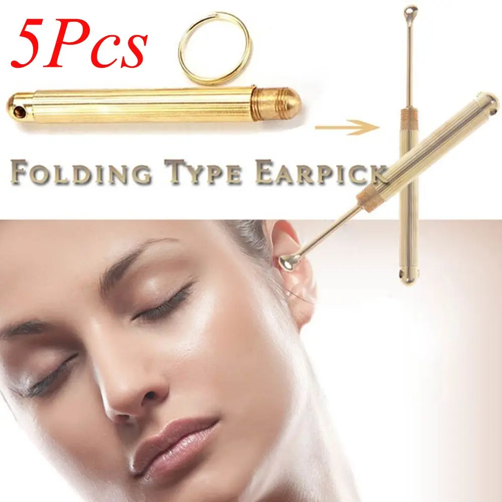 أداة تنظيف الأذن الذهبية المحمولة الرعاية الصحية للطي نوع أدوات إزالة شمع الأذن كوريت أدوات حفر الأذن ملعقة الأذن #1