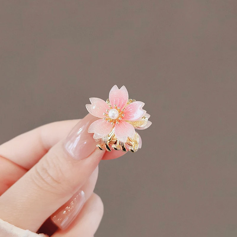 Spring Romantic Sakura Hair Clips Small Size Women Exquisite Bangs Clip Side Clip Girls Mini Metal Hairpin Headwear