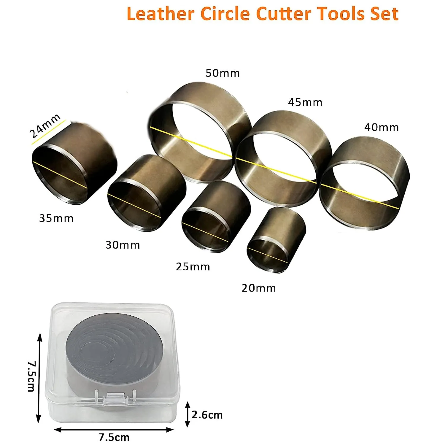 Leather Circle Cutter Tool Set High Carbon Steel Hole Hollow Punch Cutting Dies for Leathercraft Handmade DIY Belt Puncher Tools