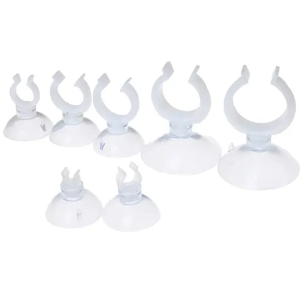 10pcs PVC Aquarium Sucker with Hook Multi-specification Fish Tank Suction Cup Clear Strong Adsorption Air Hose Clamp