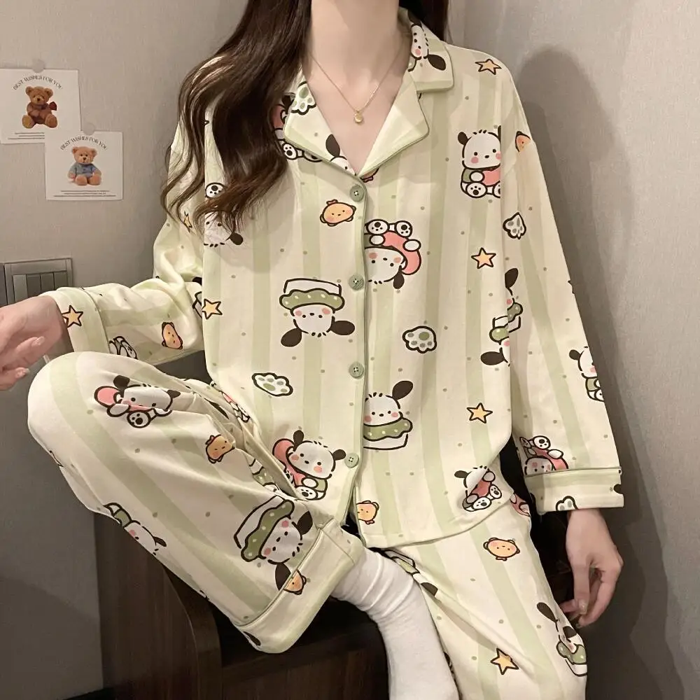 

2 шт., женская домашняя одежда в стиле аниме Pochacco, кавайный женский пижамный комплект с героями мультфильмов, новая модная удобная мягкая одежда для дома