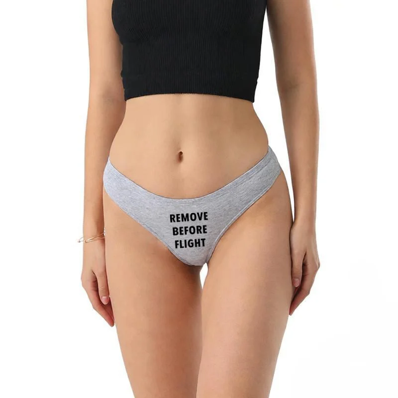 Sexy Lingerie Cotton Thong Temptation Panties REMOVE BEFORE FLIGHT Underwear for Women Female Briefs Breathable G String