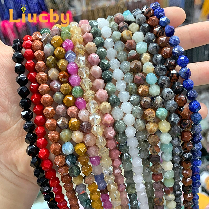 Natural stone Faceted Handmade Beads DIY woman Earrings Bracelet anklet Necklace For Jewelry Making 15\