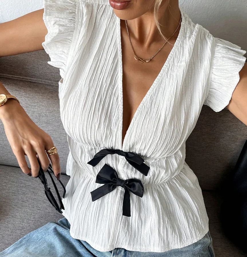 女性用半袖シャツボウカーディガンシャツ