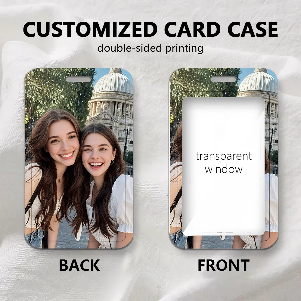 DIY Custom Your Photo Keychain Card Holder ID Card and Student ID Card Protective Sleeve Bank Card Protective Sleeve Rear cover