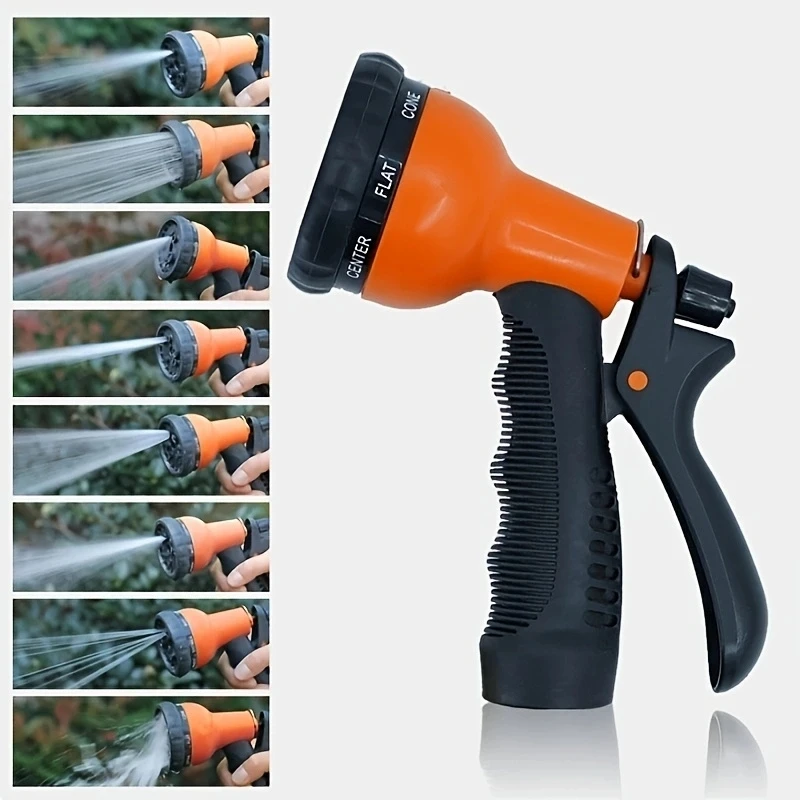 Garden Water Gun 8 Modes High Pressure Sprayer Car Wash Gun Adjustable Irrigation Hose Nozzle Plant Lawn Yard Watering Sprinkler
