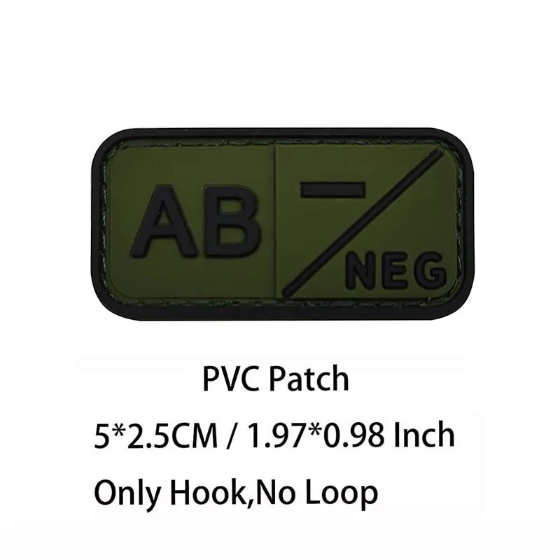 Kleiner Aufnäher mit Haken, PVC-Blutgruppe A B AB O POS NEG-Emblemen, Patches militärische taktische Abzeichen am Rucksack, Outdoor-Ausrüstung