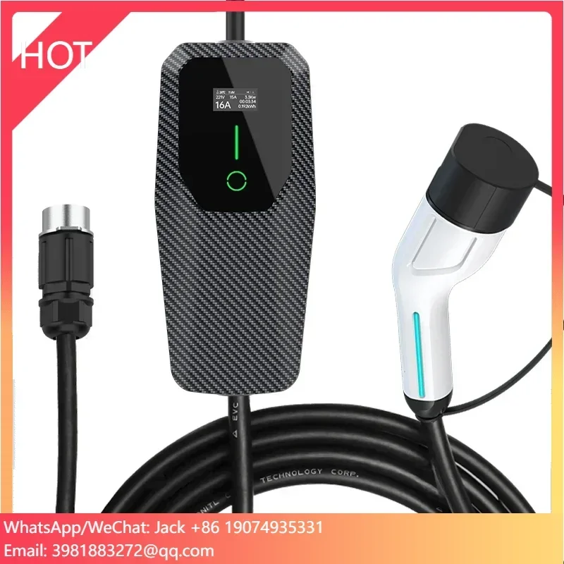 High Quality Type 2 Max 32a 22kw Lcd Screen Iec 62196 3phase Current Adjustable Charging Portable Ev Wall Charging