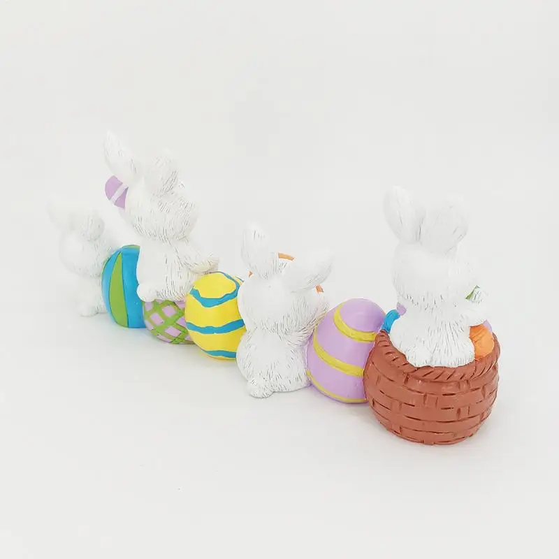 Estatuetas de coelhinho da páscoa decoração de mesa de páscoa estátua de coelho de resina estátuas de jardim decoração de coelho bonito para páscoa primavera casa jardim