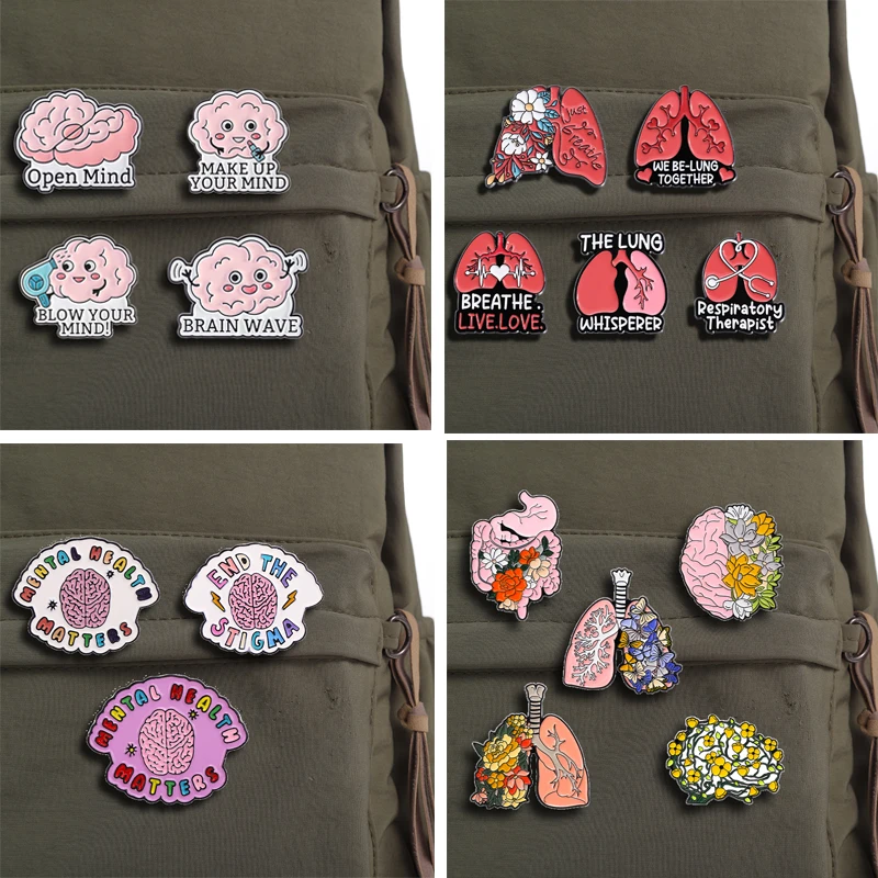 

3-5pcs/sets Medical Organs Enamel Pins Heart Brain Lungs Intestines Brooch Cartoon Creative Metal Lapel Pin Badge Jewelry Gift