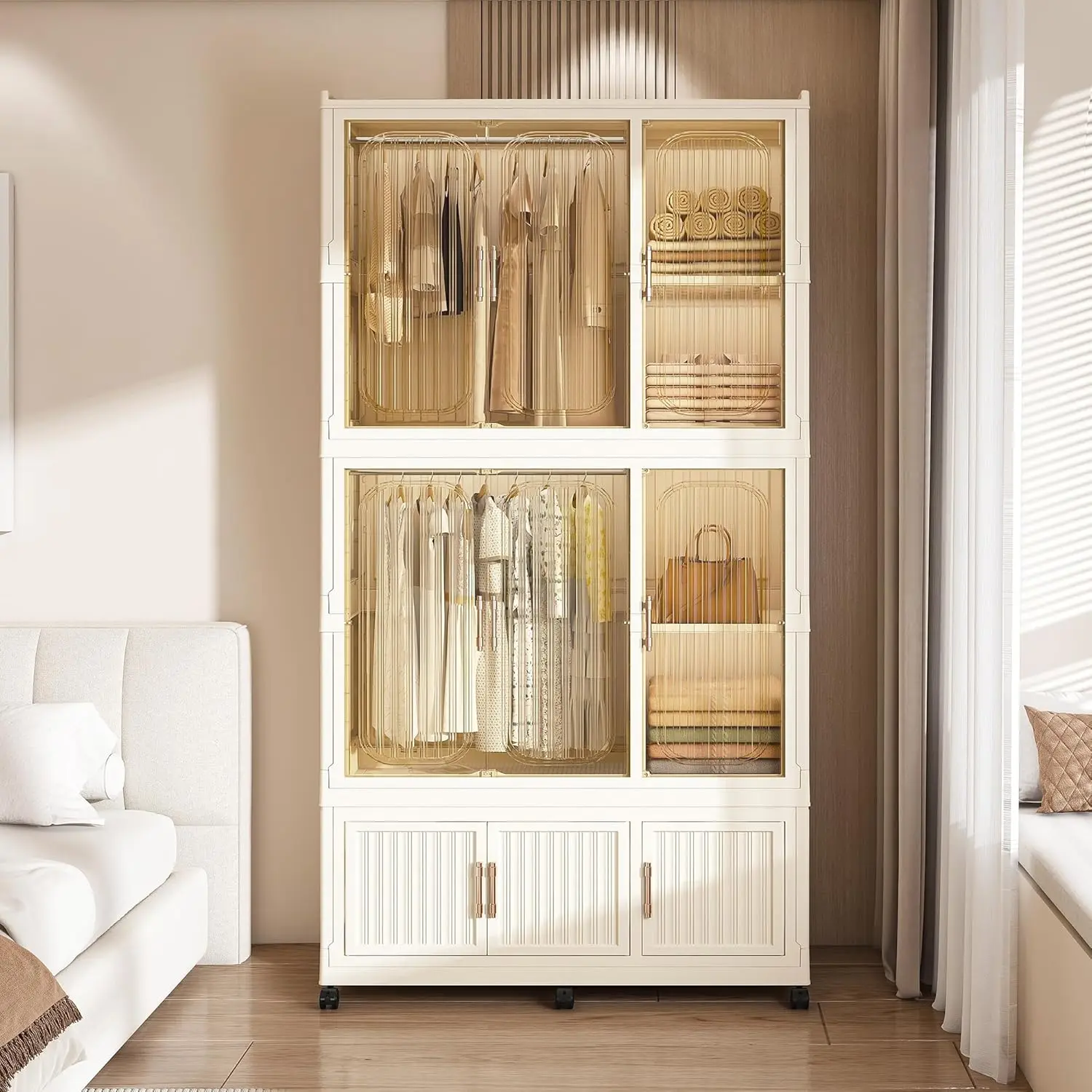 

Портативный детский шкаф для одежды с вешалкой и органайзером для хранения в виде кубов, на заказ