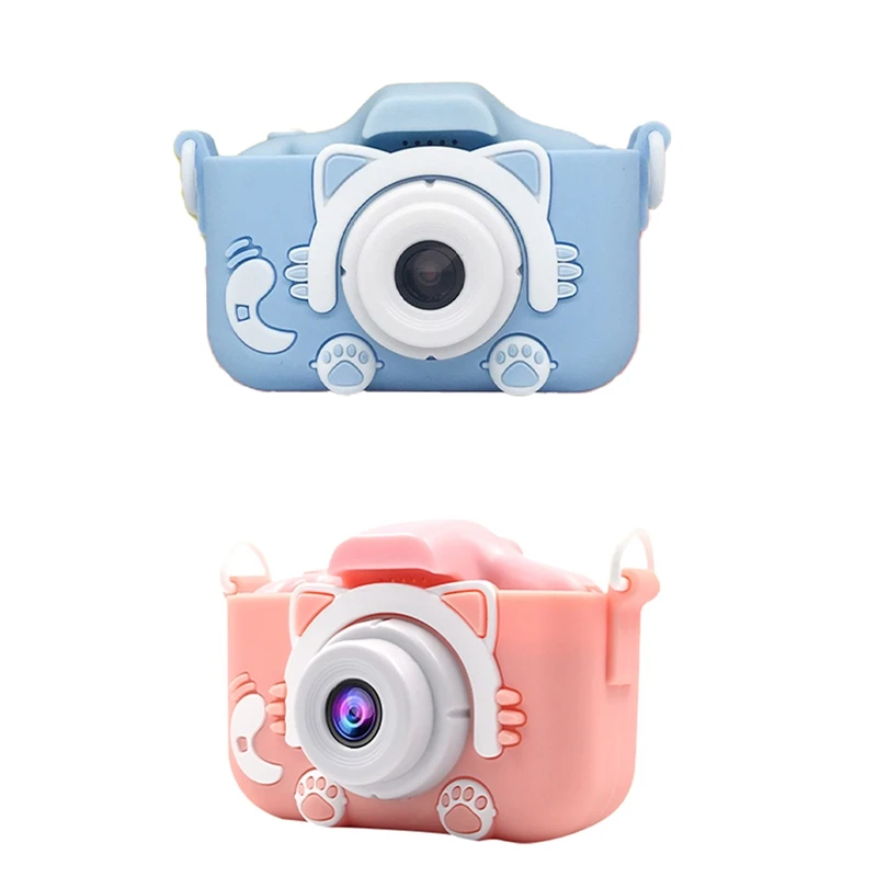 Estuches de silicona para cámaras de niños, lindo gato, cámara Dual, fotografía para niños, cámara de Video HD, juguetes, festivales, regalo