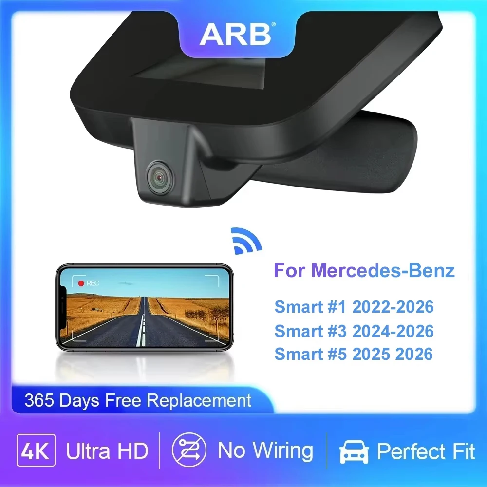 Cámara DVR para Auto ARB 4K UHD para Mercedes-Benz Smart # 1 2022-2026 y Smart # Cámara para Tablero de Instrumentos Estilo OEM para Benz Smart, 3 Unidades, 2024-2026 # 5 2025 2026