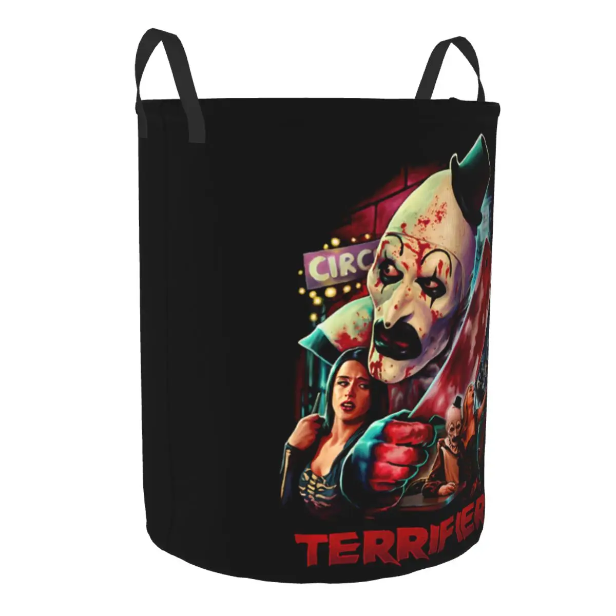 Custom Horror Movie T-Terrifiers Print Laundry Hamper Large Clothes Storage Basket Toy Bin Organizer for Kids