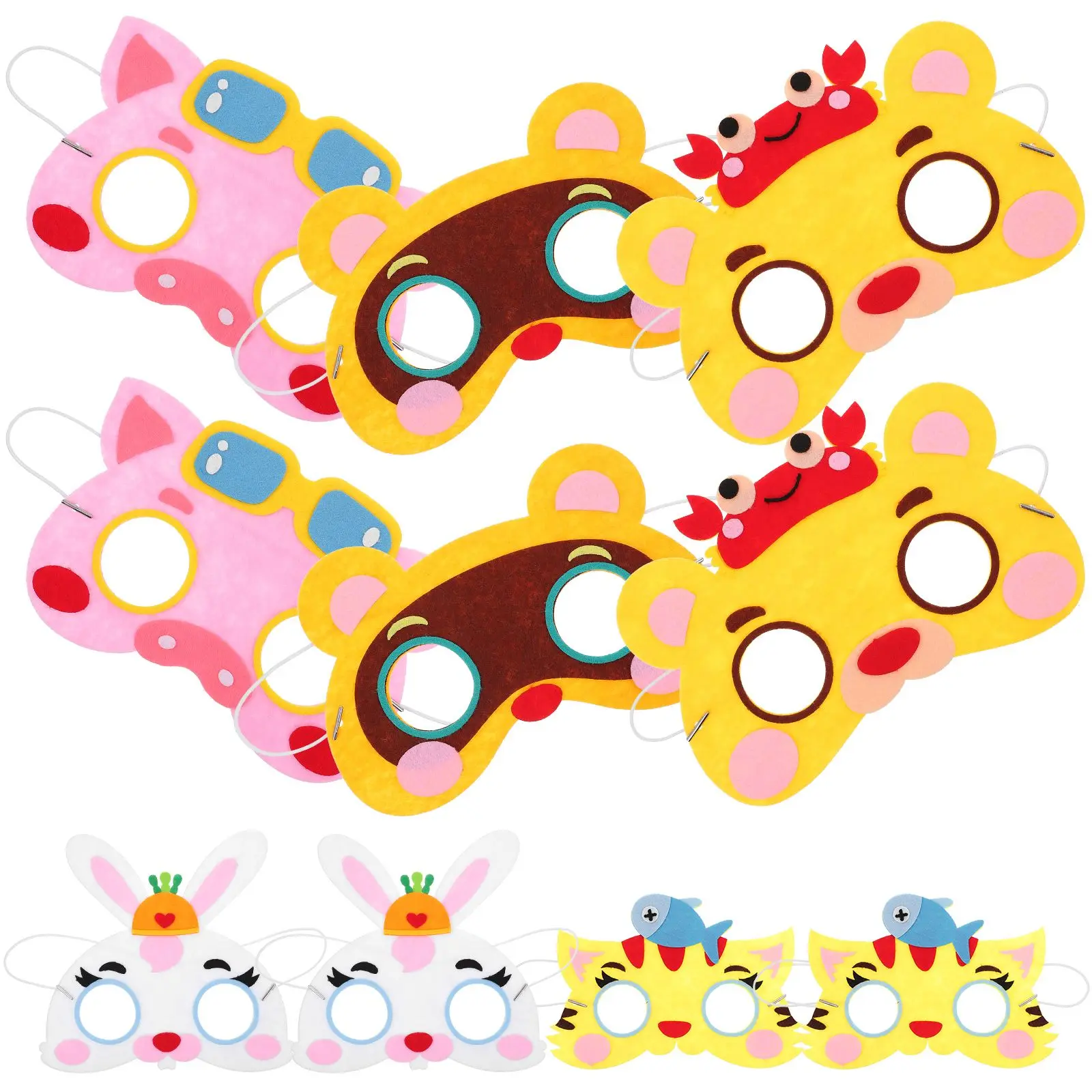 

10 Pcs Animal Masks Kids Cartoon Non woven Brown Bear Cat Rabbit DIY Party Favors Costumes Accessories Gifts Education