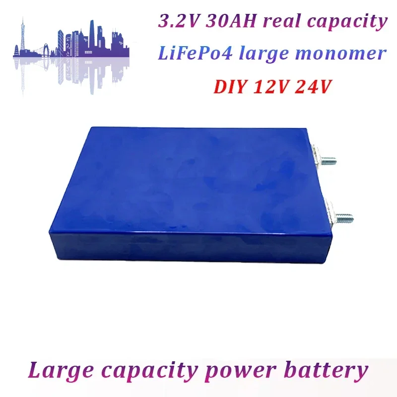 Large Unit Lifepo4 3.2V 30Ah Lithium Iron Phosphate Battery for Solar Street Lights Solar Energy Storage UPS Power Supply RV