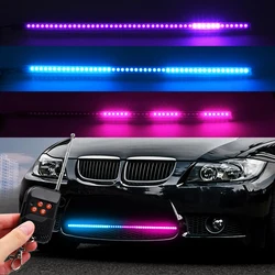 56CM Car Front Grille LED Signal Light Wireless Remote Control Scanning RGB Atmosphere Lamp Car External Grill Lamp Decoration