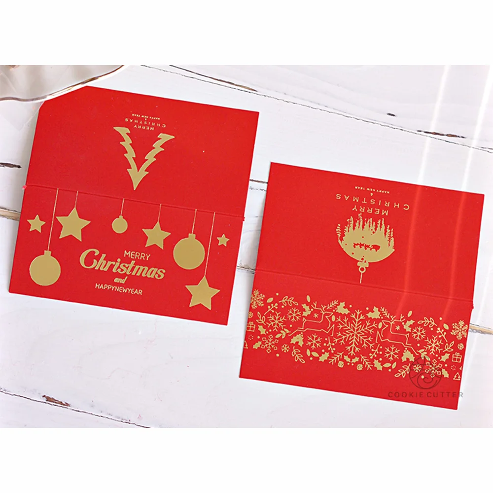 40Pcs Merry Christmas Paper Decoration Card  For Candy Nougat Cookie Bag Red Merry Christmas Gift Cards Greeting Card Christmas