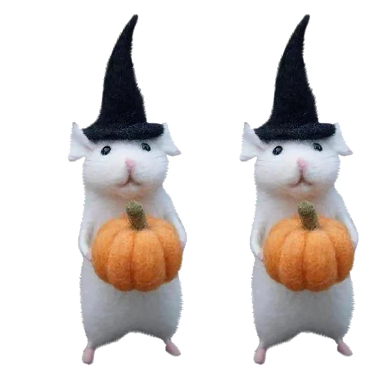 Felt Mouse Decorations, Cute Felt Mouse Figurines For Halloween Decorations, Handmade Needle Felt Decorations