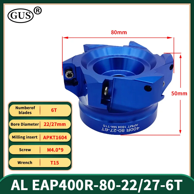 Eap Bap 400r 40 50 63 80 100 125 160 Cabeça de Fresa de Topo de Alumínio de 90 Graus para Porta-ferramentas Fmb Torno Apkt1604