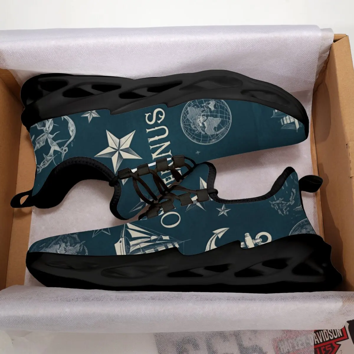 

New Parent-child Style Two-color Soft-soled Five-pointed Star Pattern Niche Printed Lace-up Lightweight Casual Sports Shoes