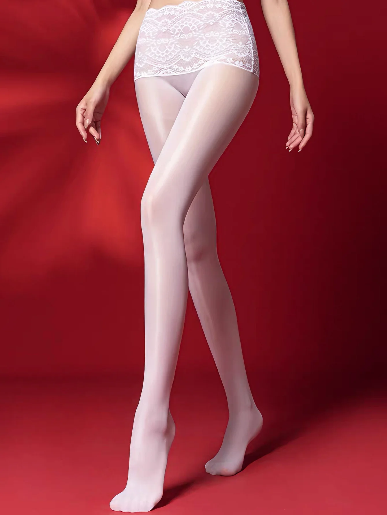 1 pc Women's High Elastic Lace Ruffled Pantyhose, Thin & Breathable Non-Rolling,  Suitable for Commute/Mini Skirt Matching/Daily