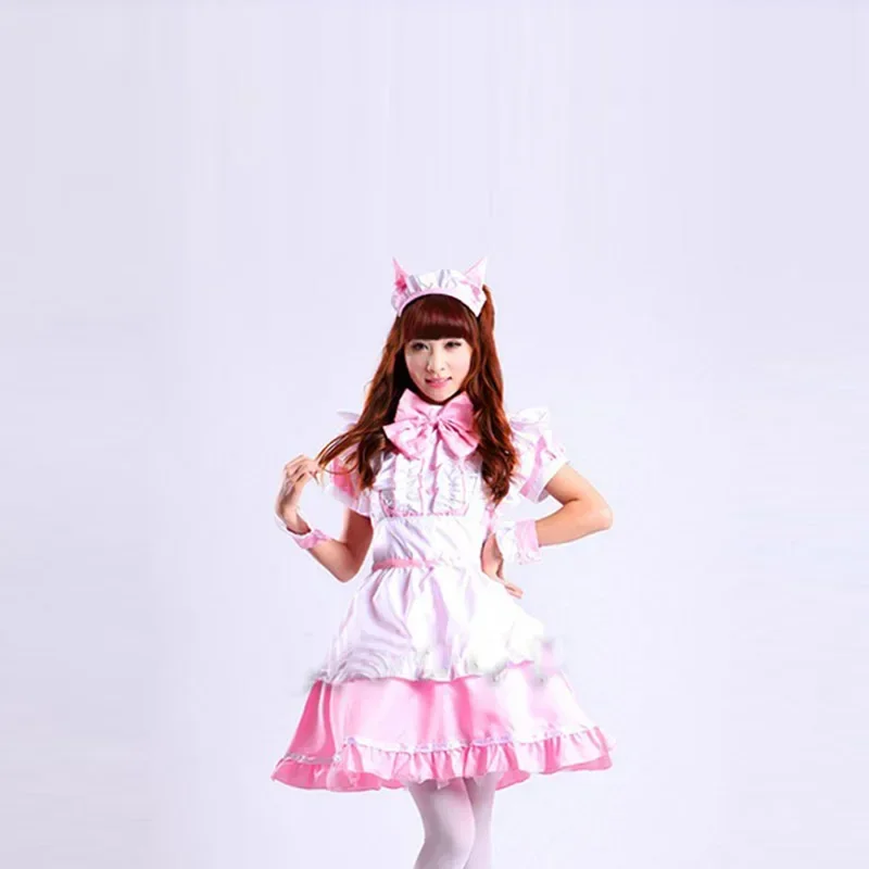 Vrouwen Kat Oor Meid Outfit Lolita Jurken Falbala Schort Jurk Cosplay Kostuum