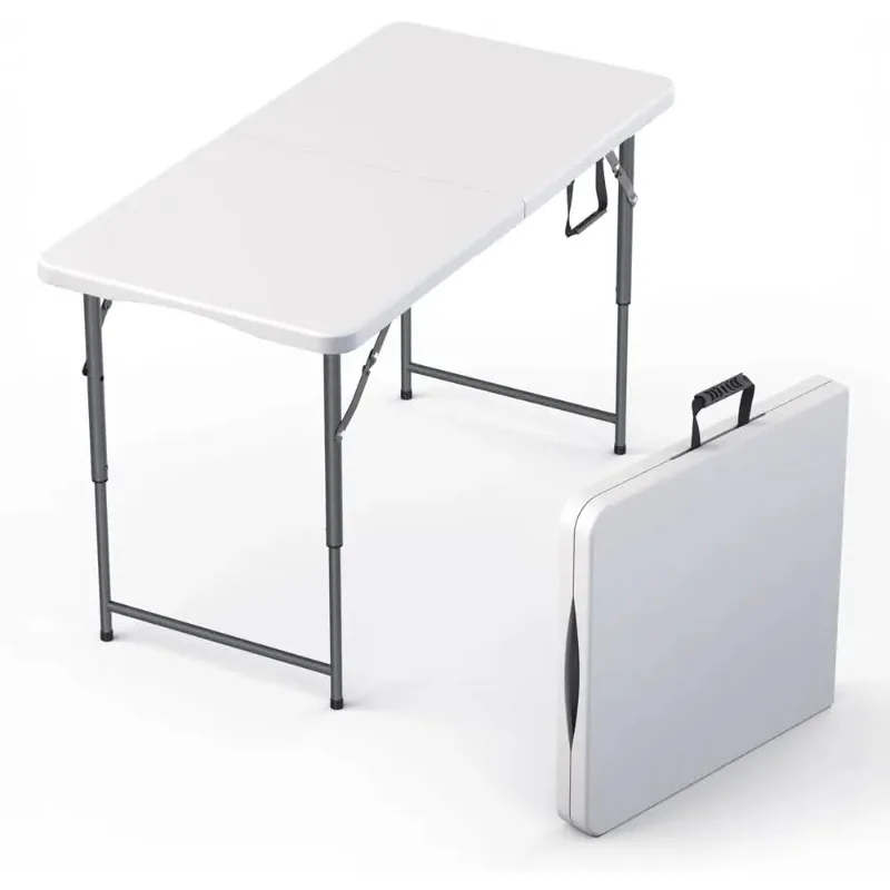 

4 Feet Foldable Table Adjustable Height with Built in Handle,Steel Legs | Heavy Duty Portable | Perfect for Party,Dining,Wedding