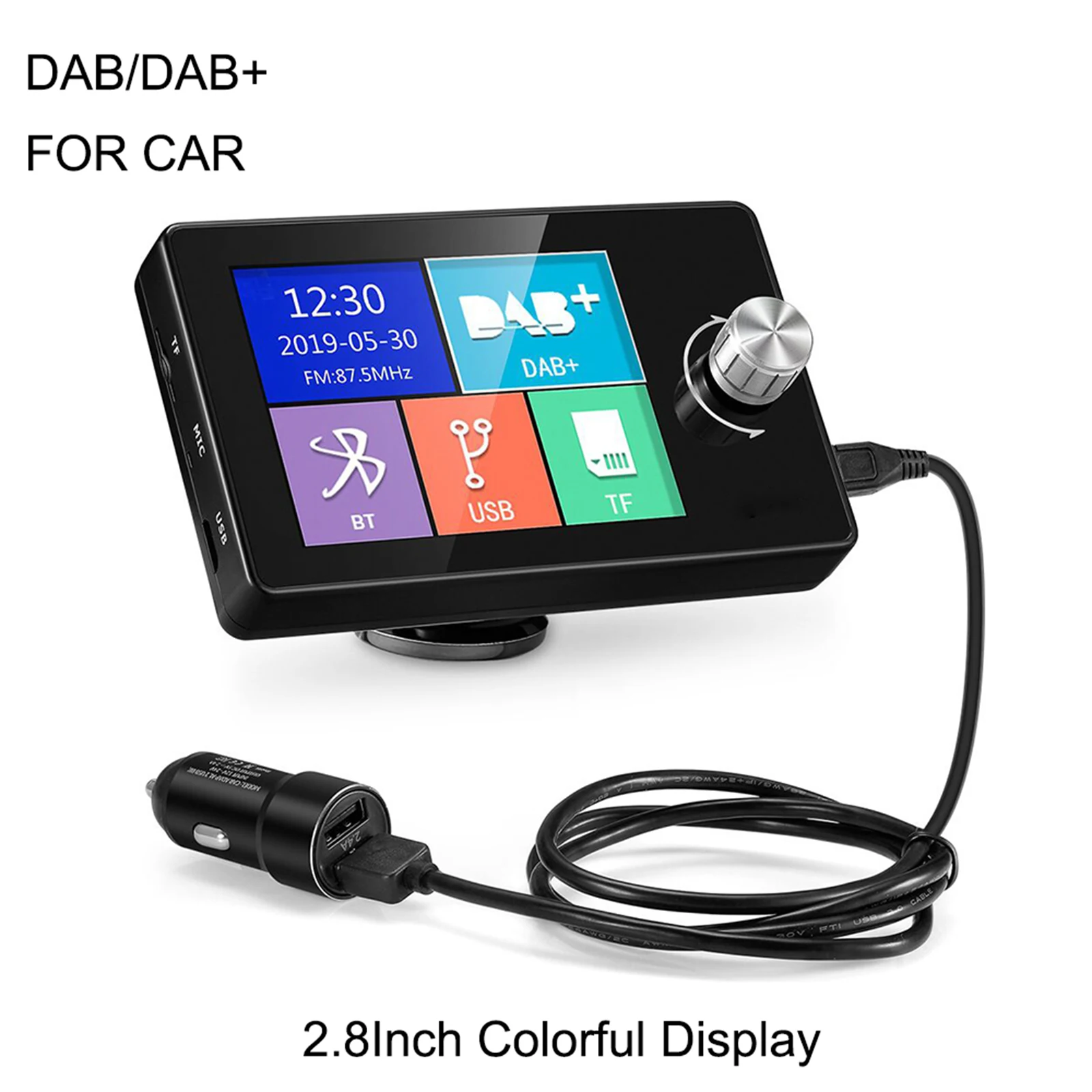 Image of Auto DAB/DAB+ Radio-Adapter, Tragbares DAB Digitalradio Bluetooth FM-Transmitter Musikempfänger+Unbegrenzte Voreinstellungen+Freisprechfunktion+AUX IN/OUT+USB-Stick/TF-Karten-Wiedergabe 64G