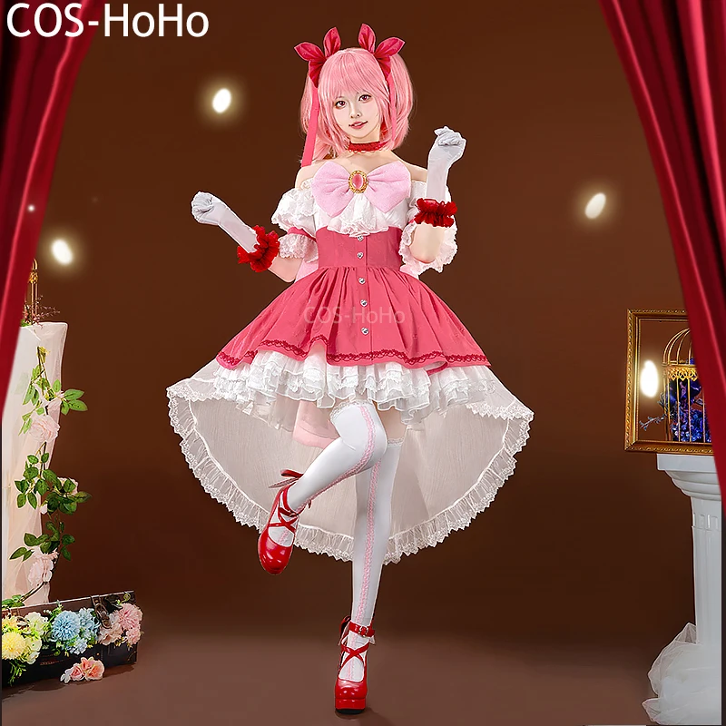 

Костюм для косплея COS-HoHo Puella Magi Madoka Magica Kaname Madoka, элегантное розовое платье, униформа для колледжа, костюм для вечеринки на Хэллоуин