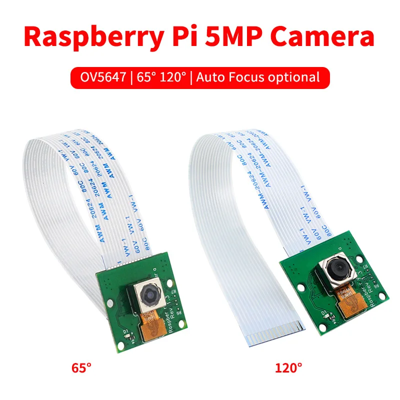 Caméra Raspberry Pi 5MP, webcam OV5647, mise au point automatique des partenaires, technologie avec 15cm FDavid, 65 °, 120 °, 4B, 3B +, 3B