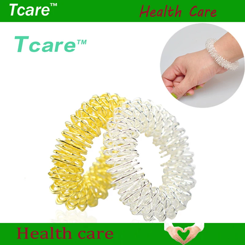 Tcare 2Pcs New Silver Body Massage Supplies Relaxation Stainless Steel Wrist Hand Massager Ring Acupuncture Bracelet Health Care