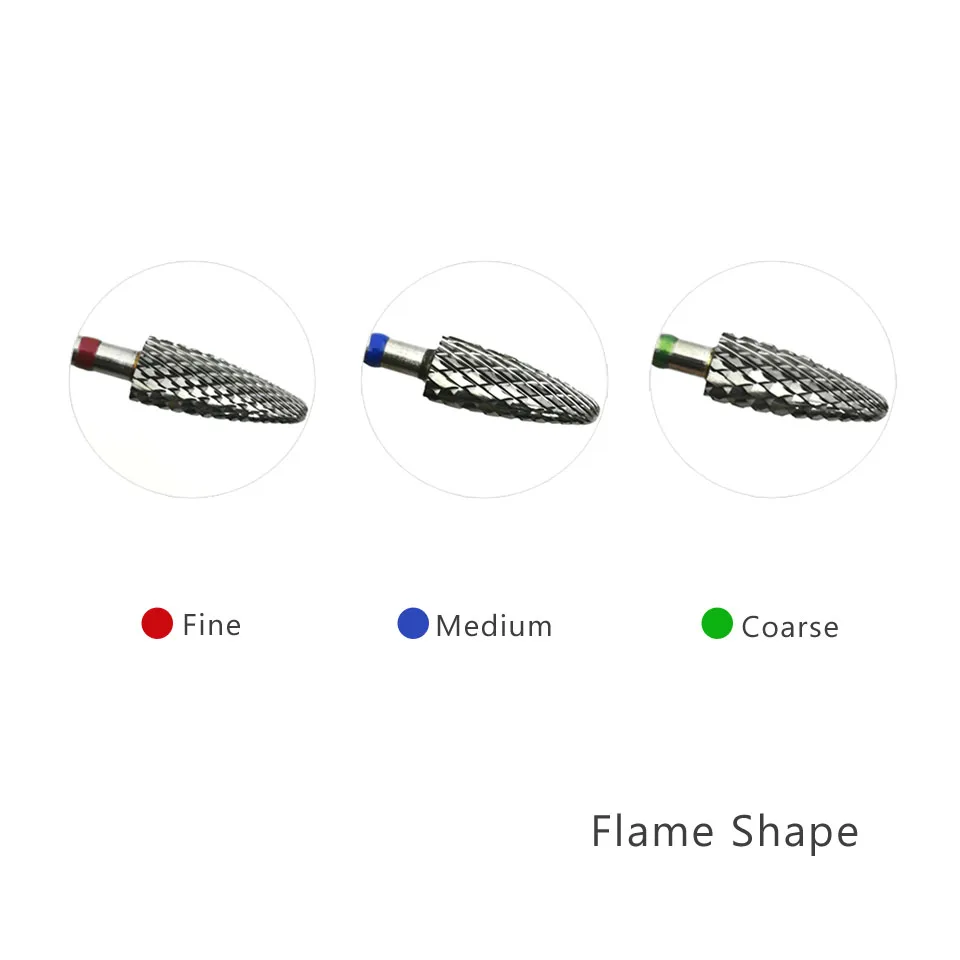 HYTOOS 5mm Flamme Bit 3/32 Hartmetall Nagel Bohrer Bits Maniküre Grat Entfernen Gel Elektrische Fräser Zubehör – Detail 1