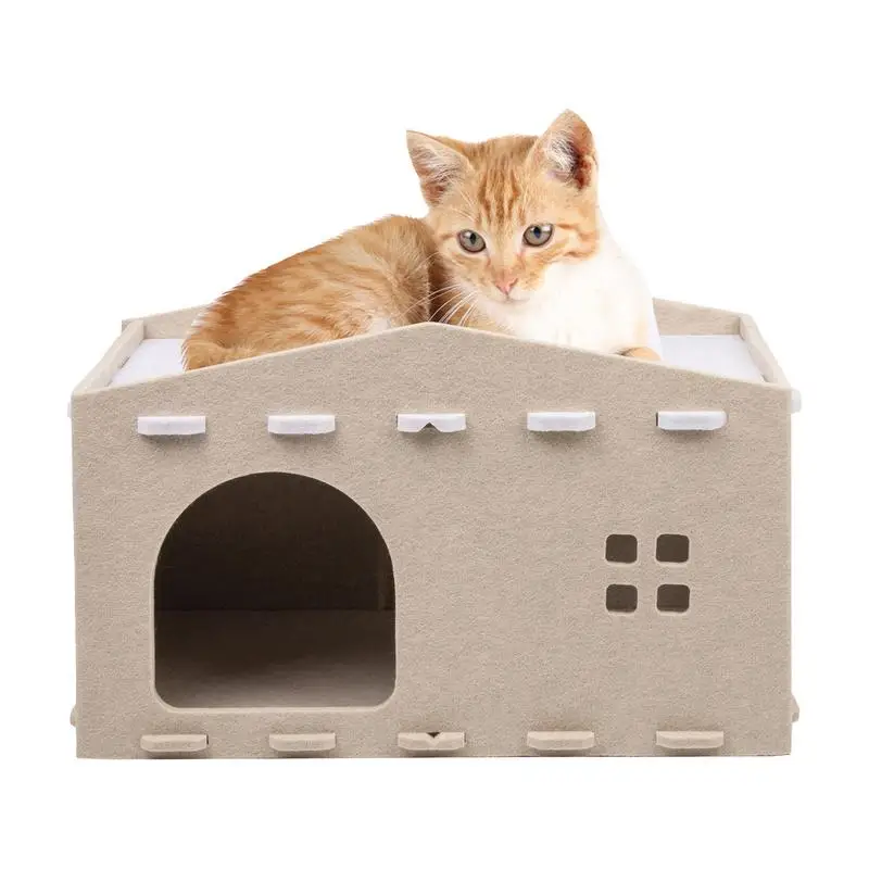 

Cat Double Layer Nest Bed Condo pet Cave Bed kitten Hideaway Scratch Resistant Cave Tunnel dog Kennel house pet supplies