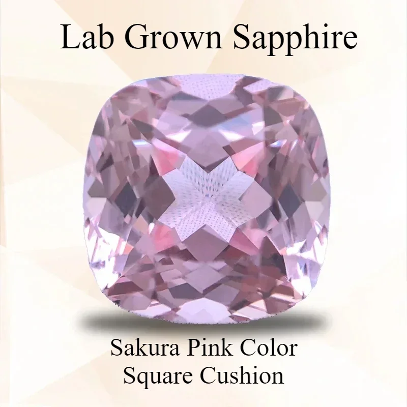 

L-Lab Grown Sapphire Sakura Pink Color Square Cushion VVS1 Selectable Certificate Charms Beads for Diy Jewelry Making Materi