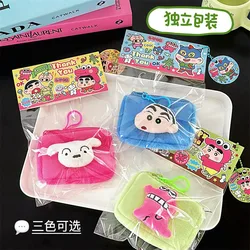 Anime Pink Crocodile Plush Key Bag Cute Crayon Shin-Chan Zipper Coin Purse Keychain Mini White Puppy Couple Shoolbag Pendant Toy