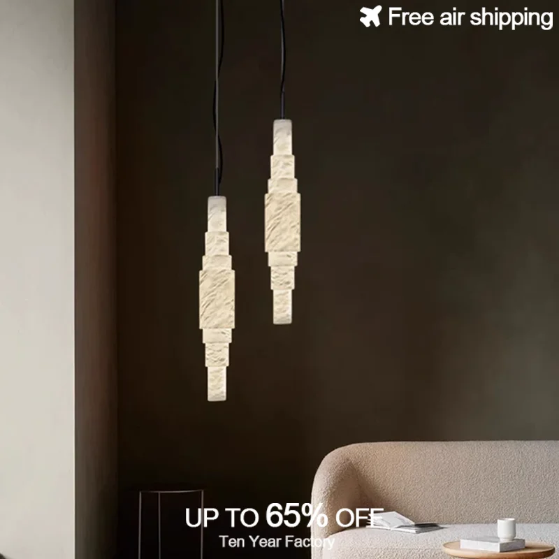 

Luxury Hand Carved Natural Alabaster Veined Marble Chandelier Pendant Light Modern Farmhouse Decorative Lighting for Dining Room