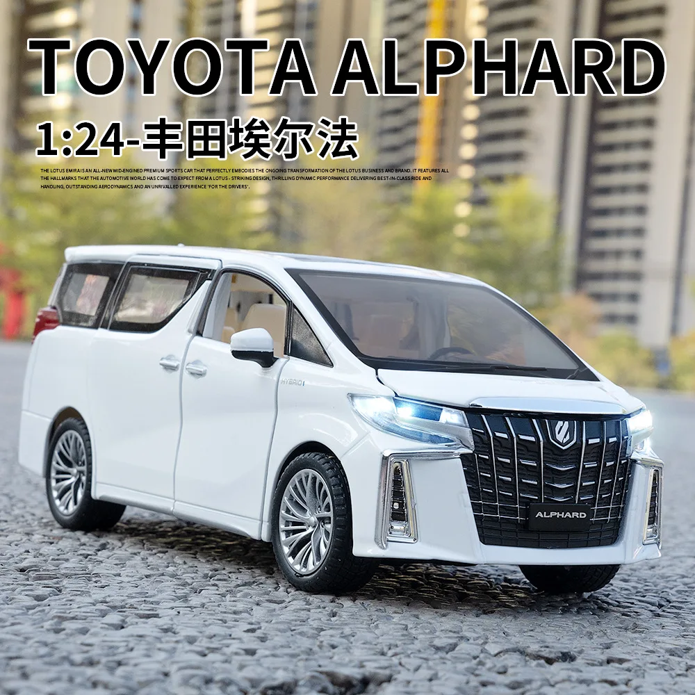 

1:24 TOYOTA Alphard MPV Van Diecast Toy Car Model Vehicle Miniature Pull Back Sound & Light Doors Openable Collection Gift Boy