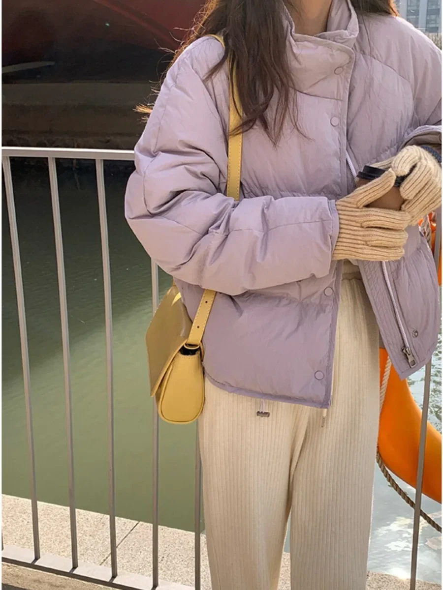 Women's Style Warm Cotton Coat Bread Design Korean Version Winter Outerwear Polyester Fabric Fashionable Short Puffer Jacket