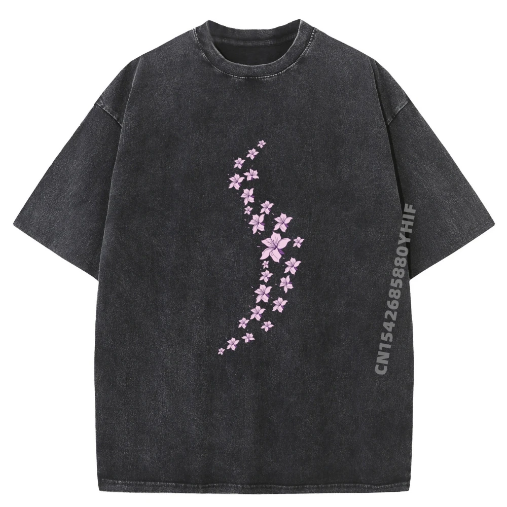 

Japanese Cherry Blossom Artistic Flower Floral Pattern Men T Shirts High Quality SOFT Washed Man Clothes Tee Shirt