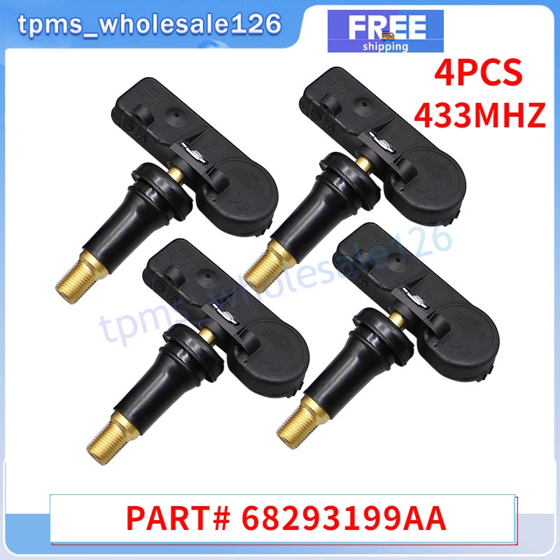 68293199AA 68293199AB TPMS 433MHZ Tire Pressure Monitor System Sensor 4PCS For Ram 1500 2018 2019 2020 2021 2022 2023 2024