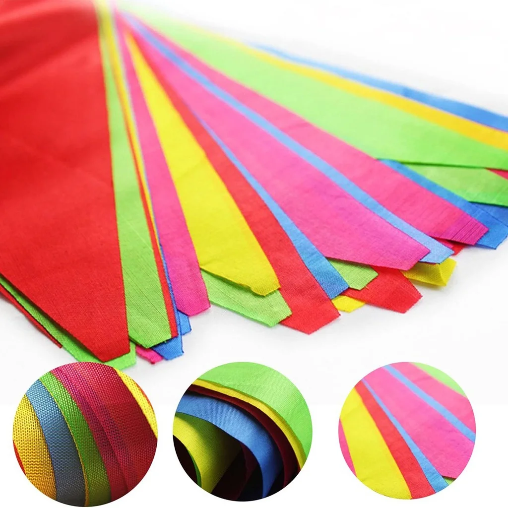 Drapeaux triangulaires colorés faits à la main, guirlandes de fanions pour célébrations, matchs sportifs, anniversaires, mariages, fêtes de Noël