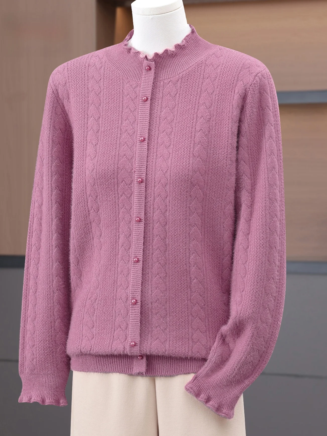 

Warm Knitted Base Layer Loose Fit f High Collar Sweater for Middle-Aged And ly Women Autumn Winter Faionable Mom Cl...