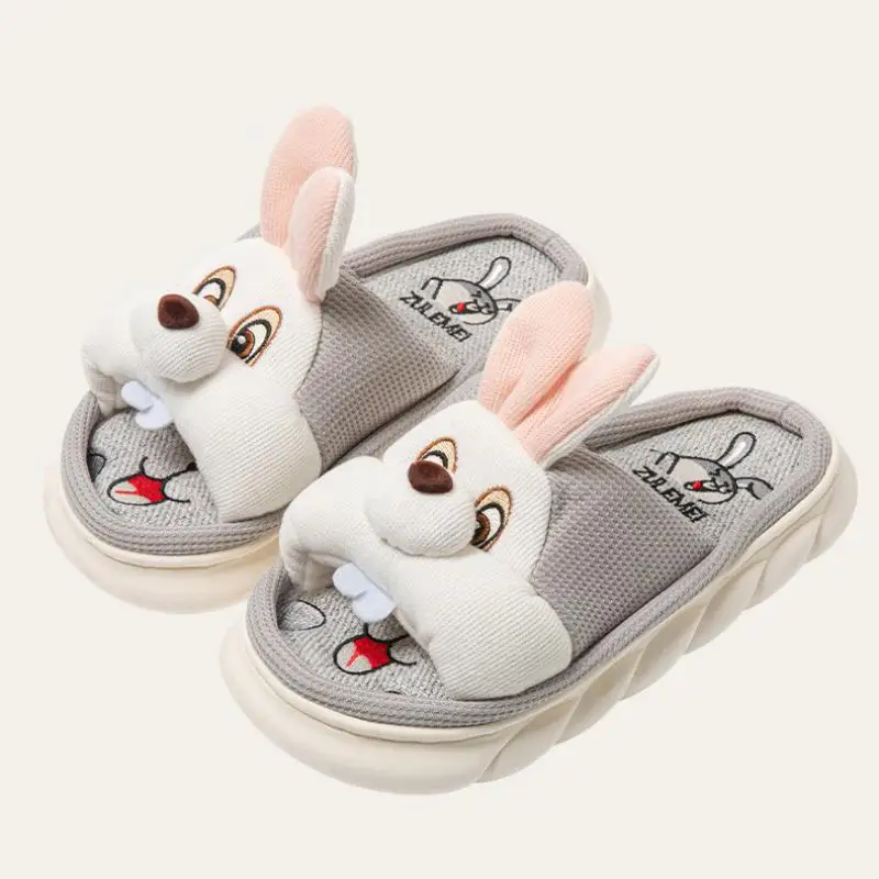 Casual Platform Slippers Women Home Cute Cartoon Rabbit Designer Shoes Girls Flat Fashion Popular Indoor Slipper Ladies Open Toe